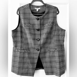 Cato Gray Plaid Sleeveless Button Vest